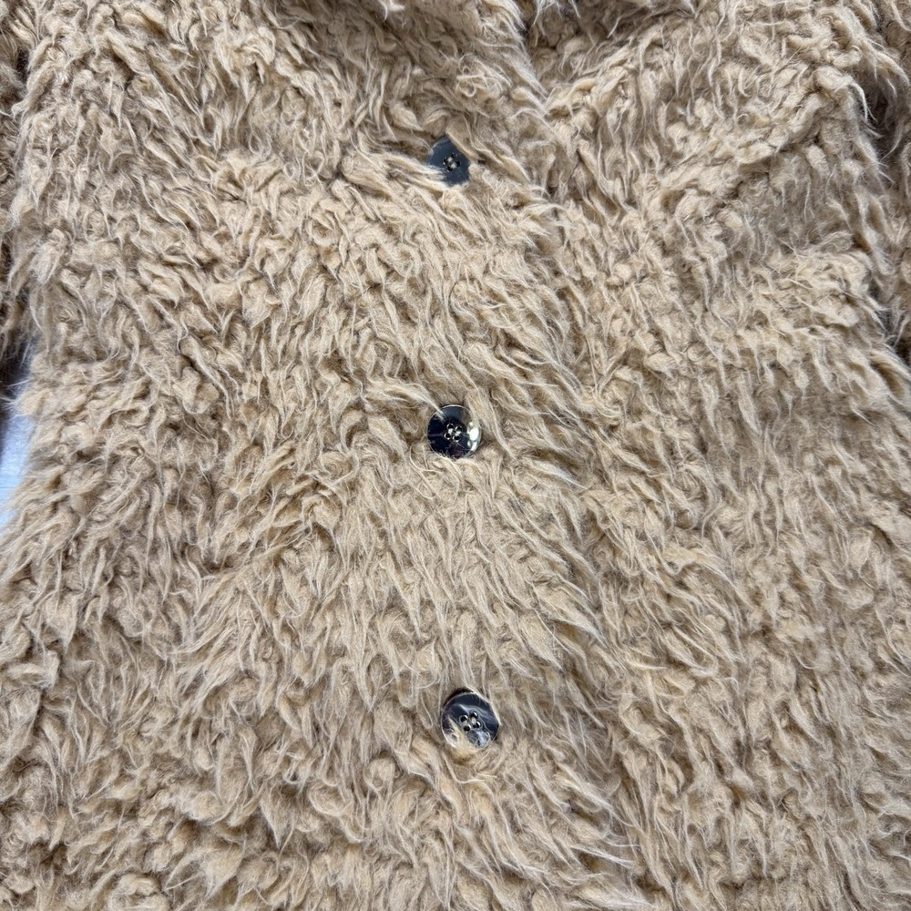 guess faux fur coat Women Winter Jacket Camel Small - Picture 2 of 10